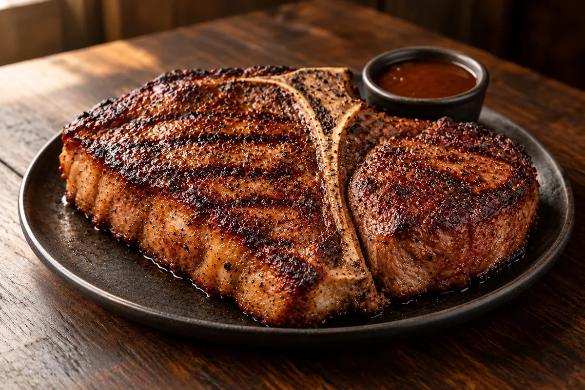 Porterhouse steak with a large tenderloin